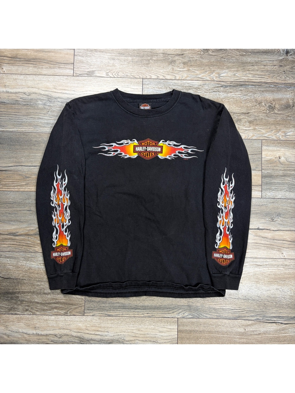 Harley-Davidson 2006 Black Long Sleeve Flame Logo T-Shirt Medium